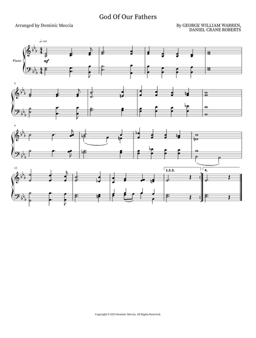 God Of Our Fathers (Arr. Dominic Meccia) - George William Warren (Piano Vocal)