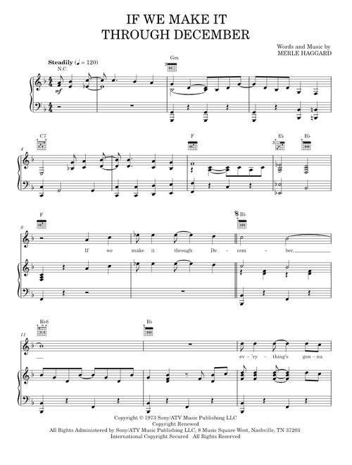 If we make it through december - Merle Haggard (Piano-Vocal-Guitar)