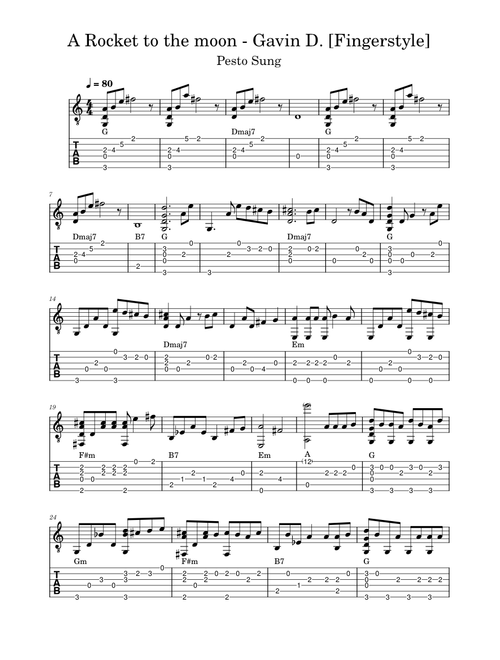 A Rocket to the moon - Gavin D.  [Fingerstyle] ver.minimal