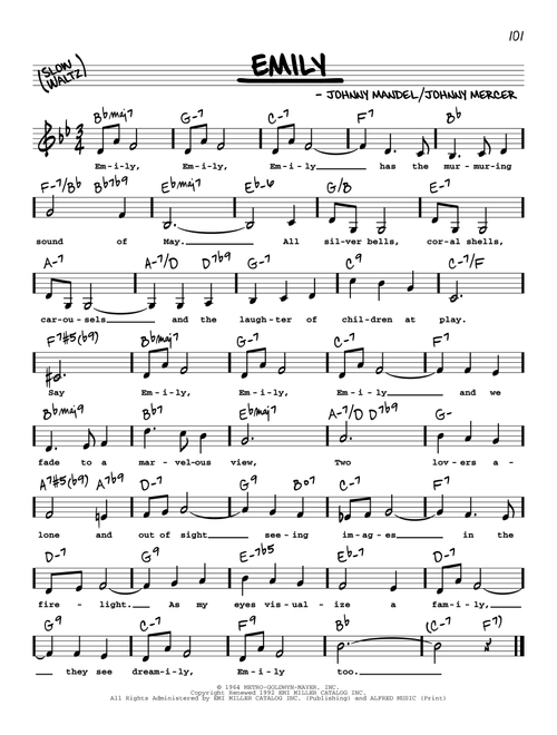 Emily (Low Voice) - Johnny Mandel (Real Book - Melody-Chords-Lyrics)