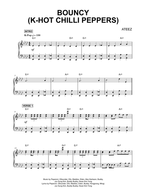 BOUNCY (K-HOT CHILLI PEPPERS) - ATEEZ (Piano)