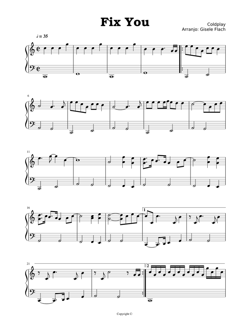 Fix You Coldplay Sheet music for Piano (Solo)