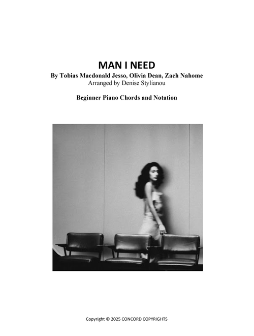 Man I Need (Arr. Denise Stylianou) - Olivia Dean (Piano-Vocal-Guitar (Piano Accompaniment))