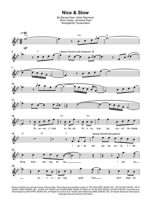Nice & Slow (Arr. Tunescribers) - Manuel Seal, Brian Casey, Usher Raymond (Small Ensemble)