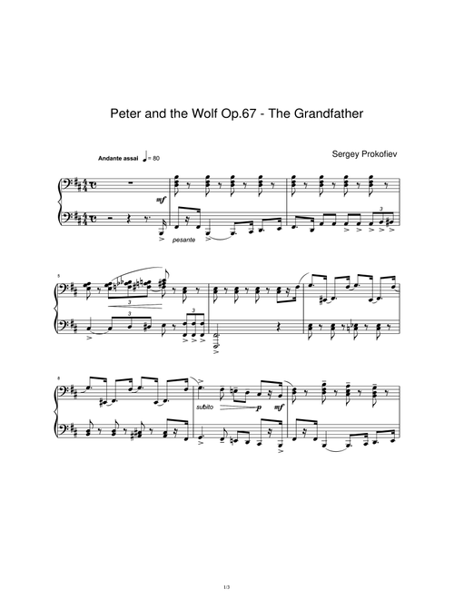 Peter and the Wolf Op.67 - The Grandfather - Sergey Prokofiev (Piano Solo)