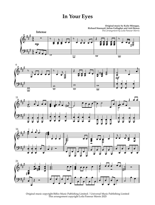 In Your Eyes (Arr. Inky Celeste) - Kylie Minogue (Piano Solo)