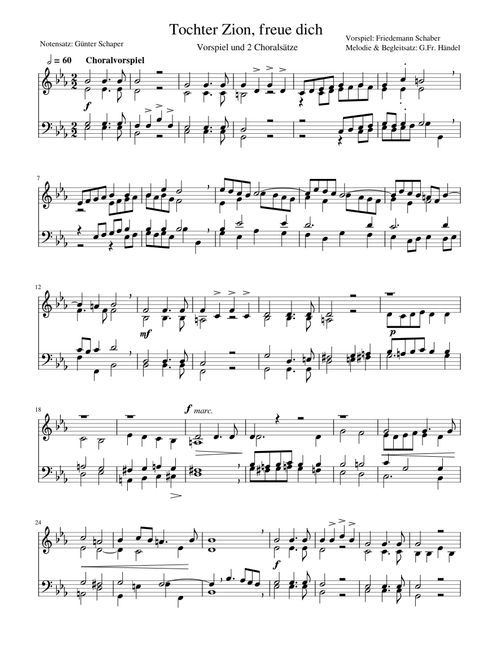 Tochter Zion, freue dich - Vorspiel u Choral