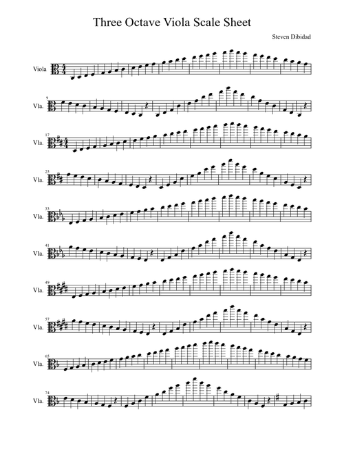 Three Octave Viola Scale Sheet