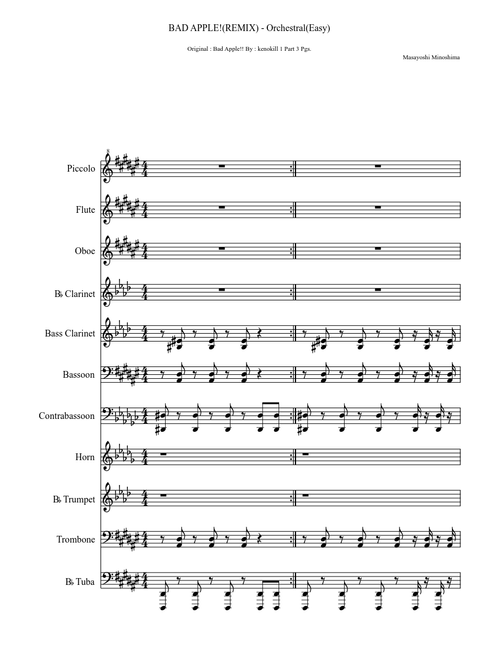BAD APPLE!(REMIX) - Orchestral(Easy)