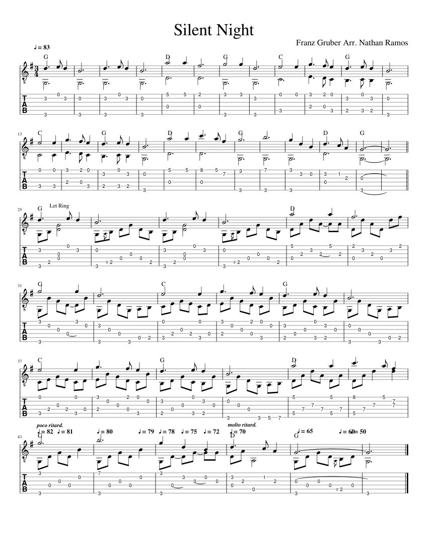 silent night guitar music