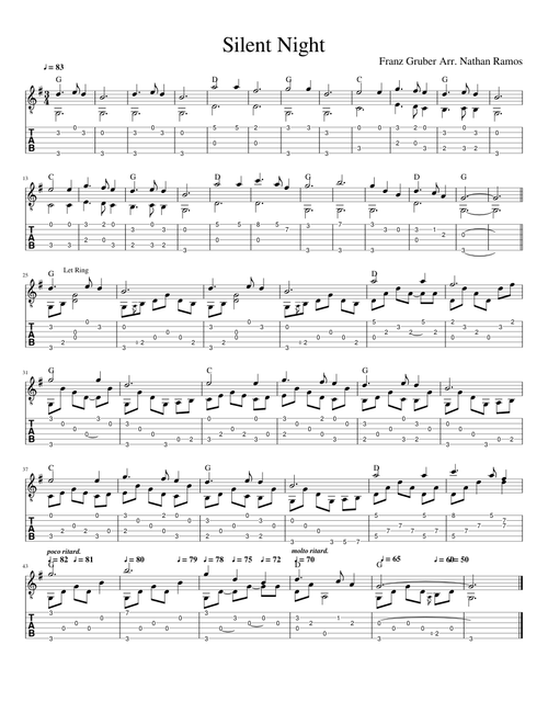 Silent Night for Solo Guitar