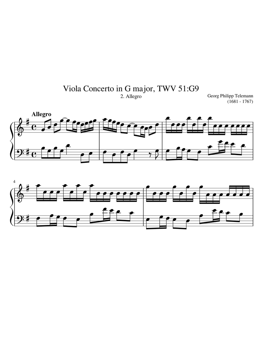1681 - 1767) Georg Philipp Telemann - Viola Concerto in G major