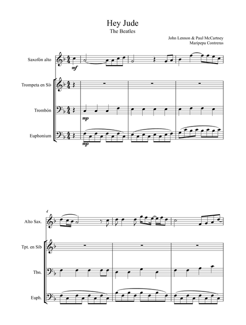 Hey Jude (Arr. M. Contreras) - The Beatles (Small Ensemble)