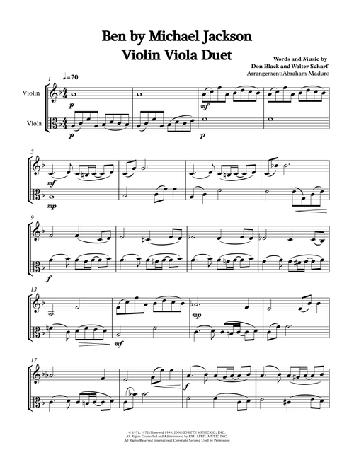 Ben (Arr. Abraham Maduro) - Michael Jackson (Instrumental Duet)