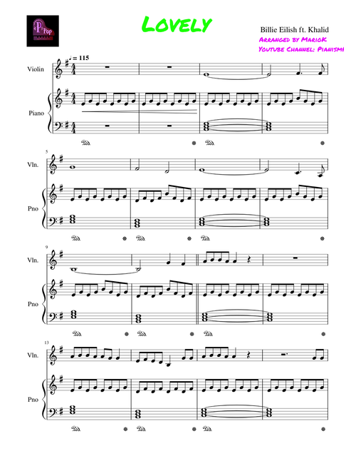 lovely - Billie Eilish ft. Khalid  Piano and Violin