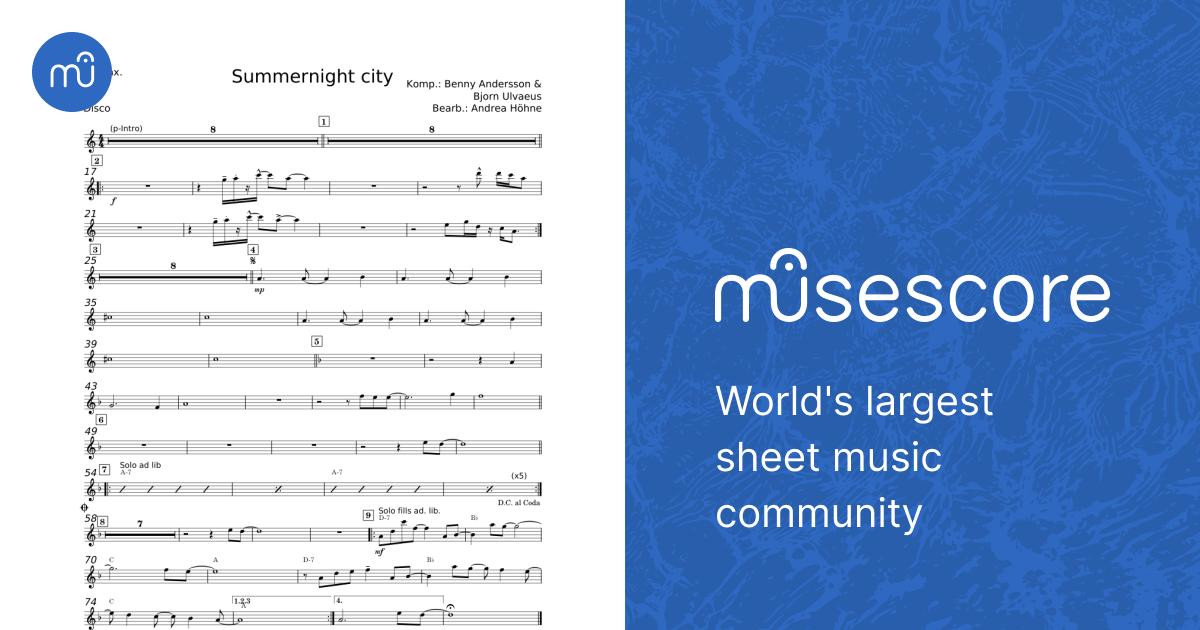Summer Night City - ABBA Sheet Music with Chords for Saxophone