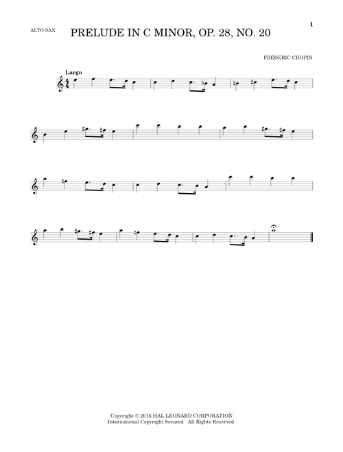 Prelude, Op. 28, No. 20 - Frédéric Chopin (Alto Sax Solo)