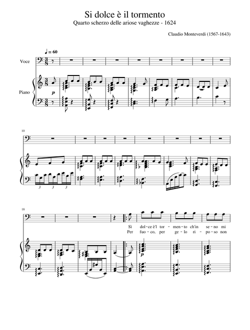 Sì dolce è 'l tormento – Claudio Monteverdi