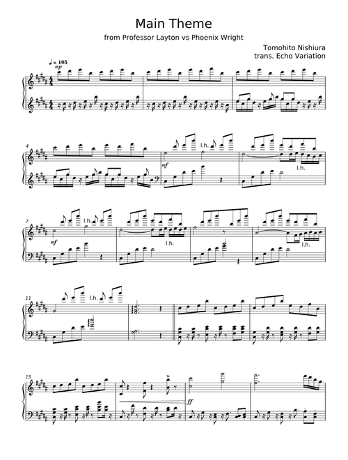 Professor Layton Vs Phoenix Wright - Main Theme - Tomohito Nishiura