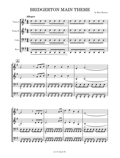 Bridgerton Main Theme – Kris Bowers arr. by Aigul Sh.