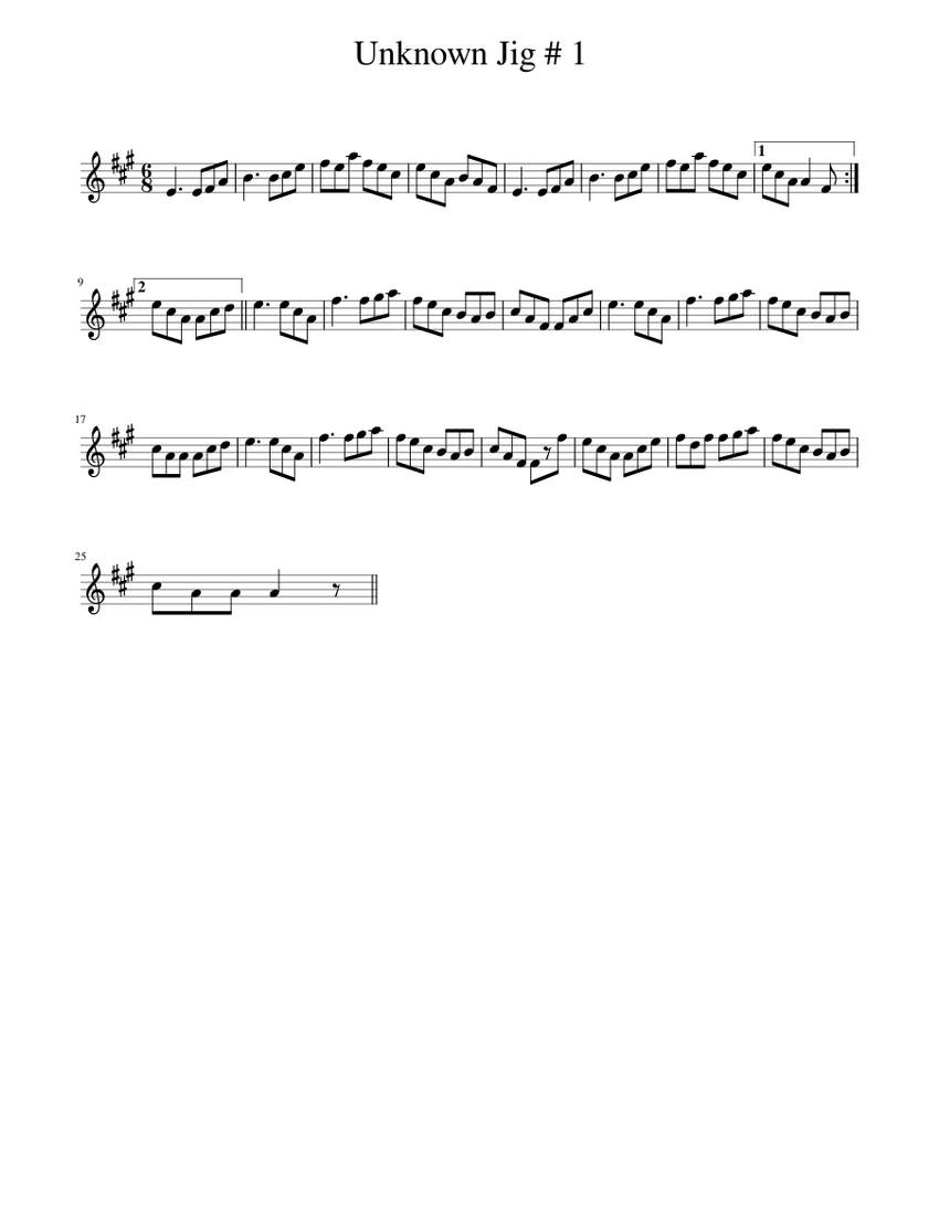 Unknown Jig # 1 Sheet music for Piano (Solo) Easy | Musescore.com