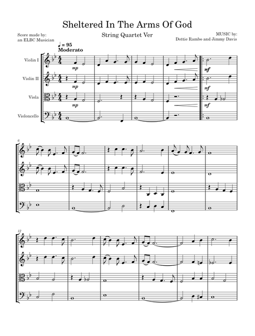Sheltered In The Arms Of God, String Quartet  – Dottie Rambo and Jimmy Davis