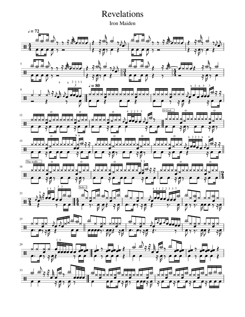 Iron Maiden - Revelations Sheet Music for Drum group (Solo