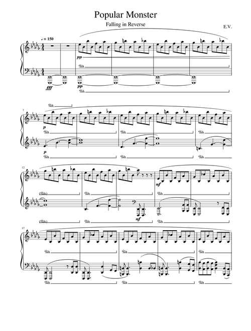 Popular Monster (Arr. E. V.) - Falling In Reverse (Piano Solo)