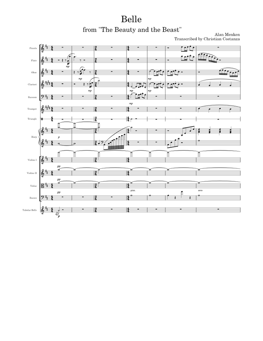Belle from the Beauty and the Beast Alan Menken Sheet music for Soprano, Bass voice