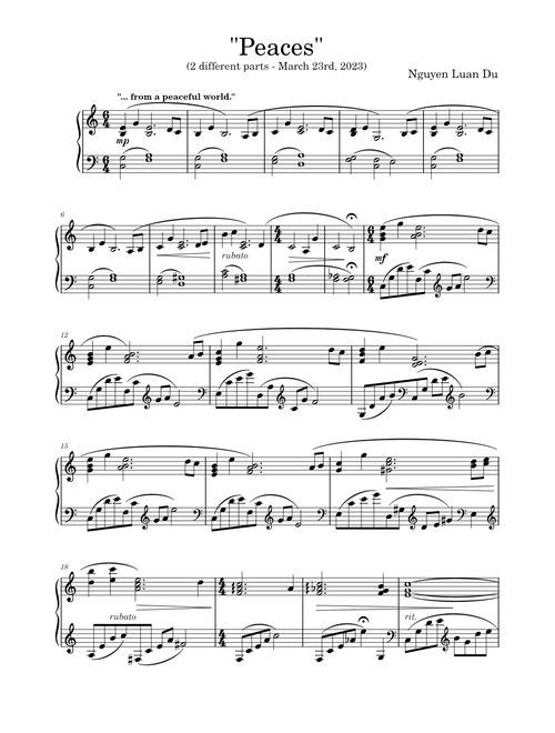"Peaces" (Piano) - Nguyen Luan Du