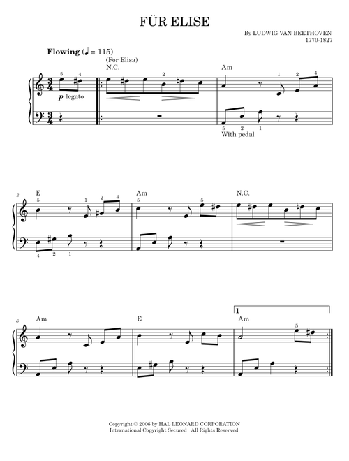 Fur Elise - Ludwig van Beethoven (Easy Piano)