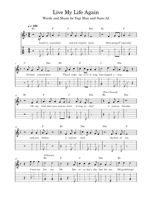 Live My Life Again in F Major