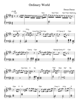 Ordinary world - Duran Duran Sheet Music with Chords for Piano