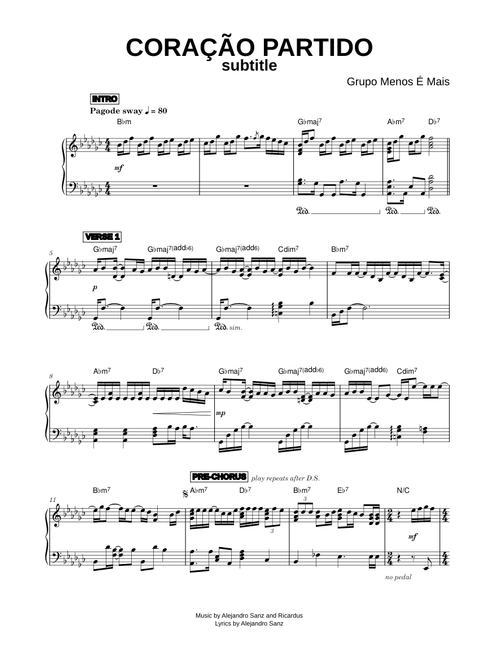 Coração Partido (Corazón Partío) - Ao Vivo - Grupo Menos É Mais (Piano)