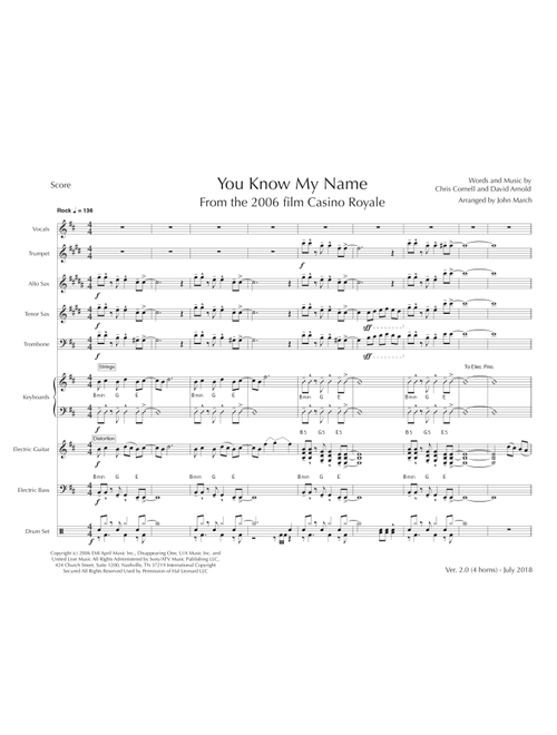 You Know My Name from CASINO ROYALE (Arr. John March) - Chris Cornell (Large Ensemble)