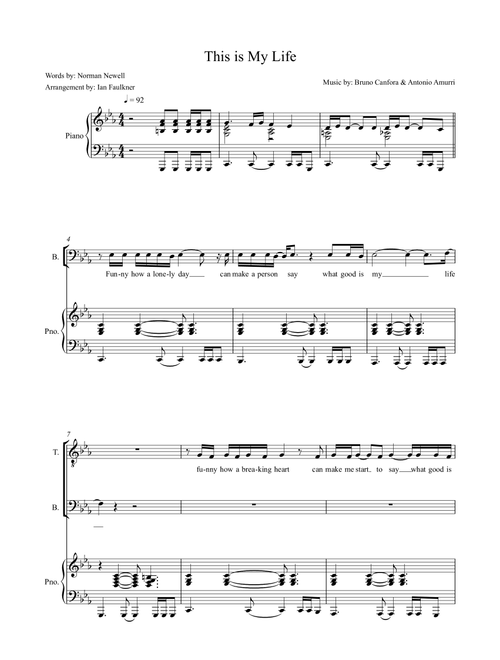 This Is My Life (Arr. Ian Faulkner) - Shirley Bassey (Small Ensemble)
