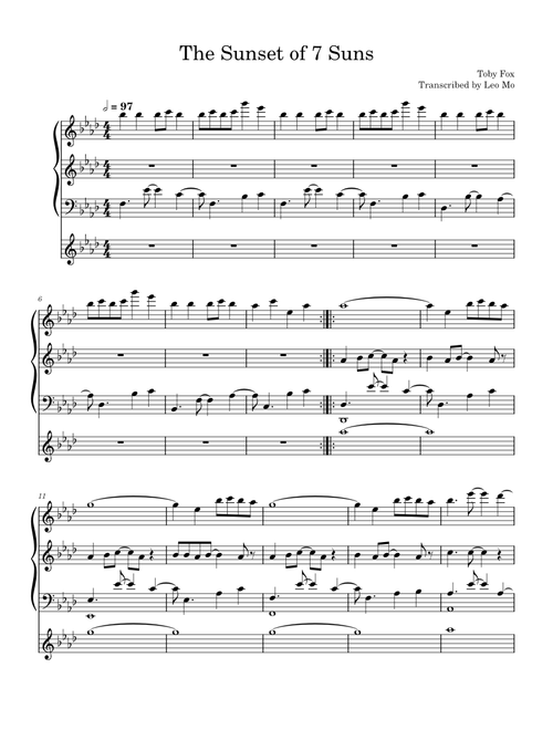 The Sunset of 7 Suns — Toby Fox (Transcription)