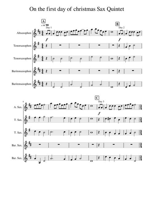 12 days of Christmas Jazz Sax Quintet