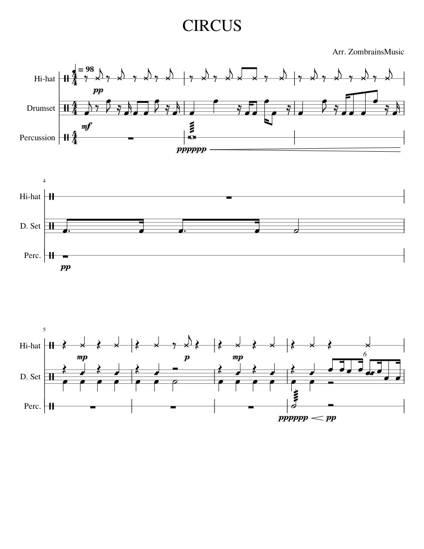 CIRCUS Stray Kids (Drumset) Sheet music for Drum group, Cabasa, Hi