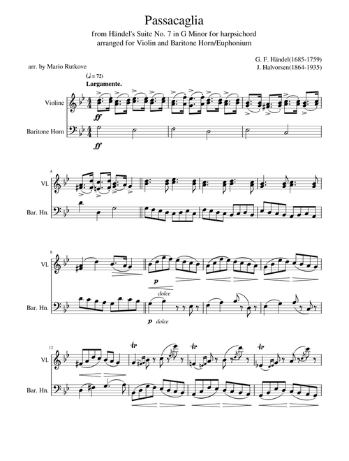 Passacaglia for Violin and Baritone Horn/Euphonium
