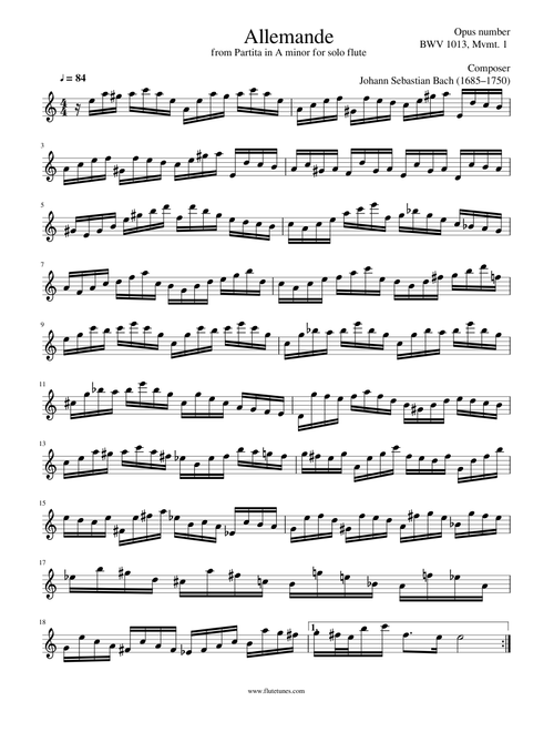 Allemande from Partita in A minor for solo flute