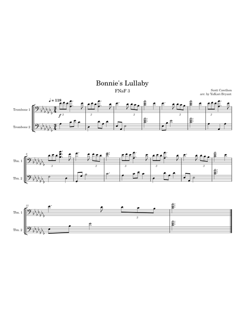 Bonnie's Lullaby – Scott Cawthon [Trombone Fanfare]
