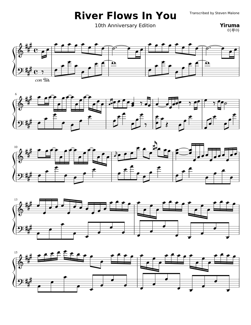 River Flows In You Sheet music for Piano (Solo) Musescore.com