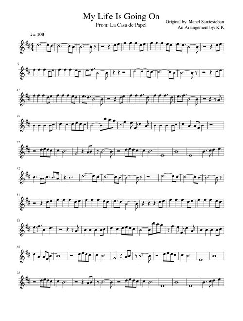 My Life Is Going On (for solo violin)
