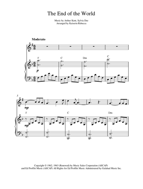 The End Of The World (Arr. Kaiserin Rebecca) - The Carpenters (Tenor Sax and Piano)