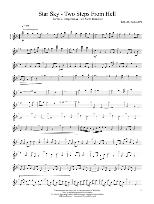 Star Sky - Two Steps From Hell (Arr. Righty) - Twö Steps From Hell (Easy Piano)