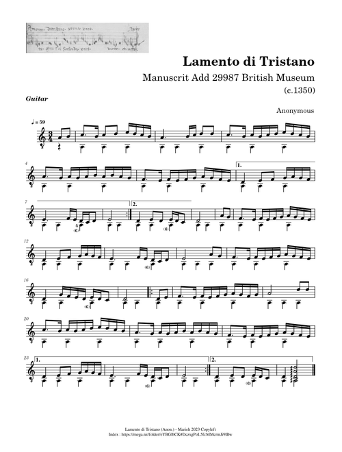 Lamento di Tristano – Anonymous (c.1350)