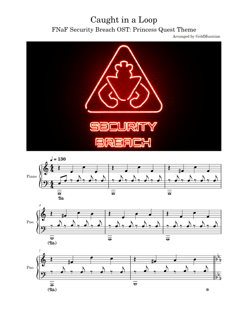 Caught in a Loop FNaF Security Breach OST Princess Quest Theme Sheet