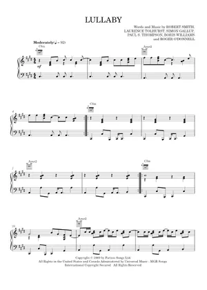 Lullaby - The Cure - Tribute Sheet music for Piano, Guitar Lullaby - The Cure - Tribute Sheet music for Piano, Guitar