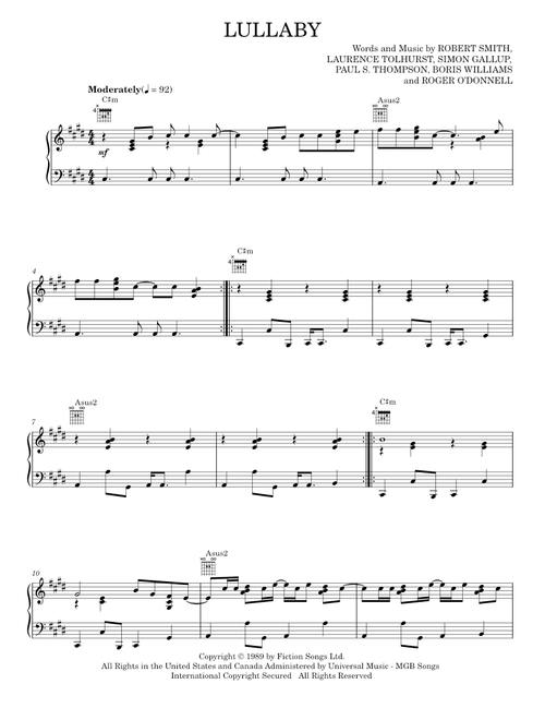Lullaby - The Cure (Piano-Vocal-Guitar)